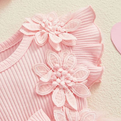 Barboteuse bébé fille princesse robe en tulle rose légère pour été
