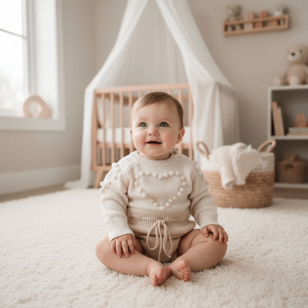 Bébé portant la barboteuse tricotée