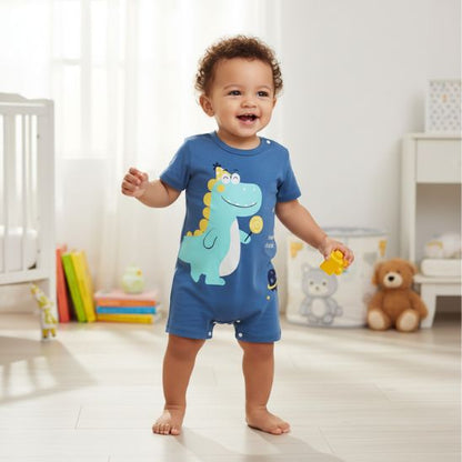 Barboteuse bébé garçon en coton – tenue bébé pratique avec boutons-pression