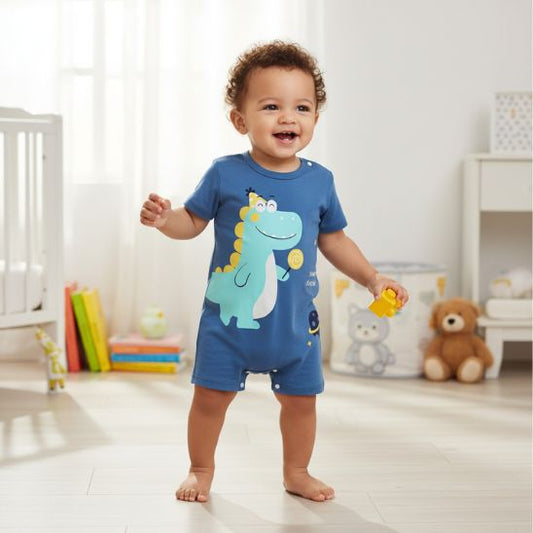 Barboteuse bébé garçon en coton – tenue bébé pratique avec boutons-pression