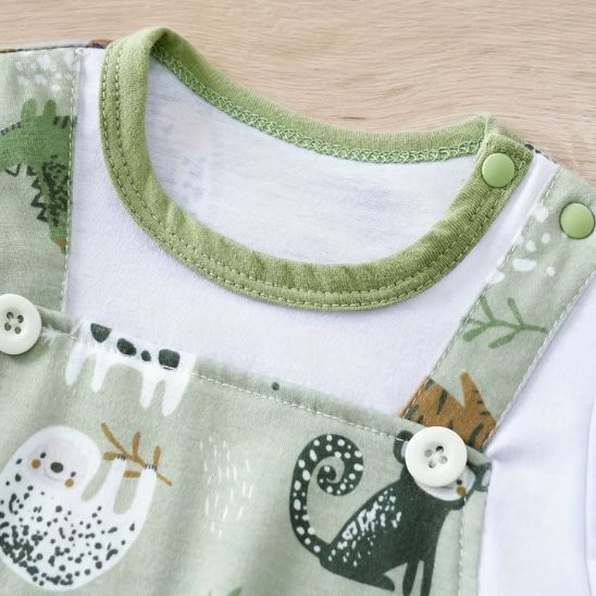 Barboteuse bébé Jungle Douce adaptée aux bébés, style naturel et doux