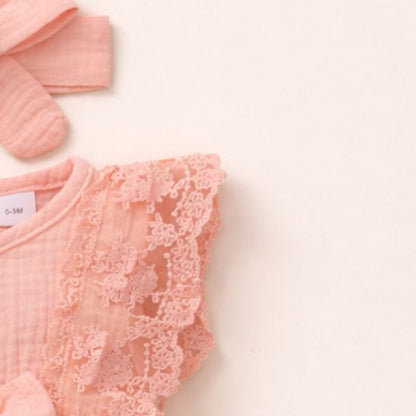 Combinaison bébé fille estivale avec nœud doux et tissu confortable