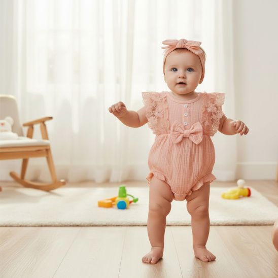 Look bébé fille été avec barboteuse combinaison en dentelle