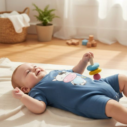 Barboteuse fille en coton portée par bébé en situation réelle