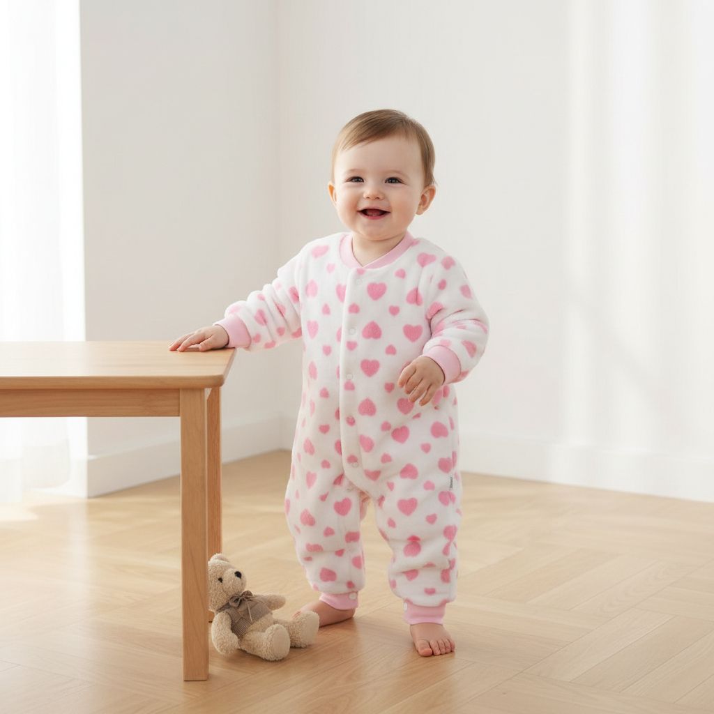 Barboteuse fille rose style cocooning pour bébé