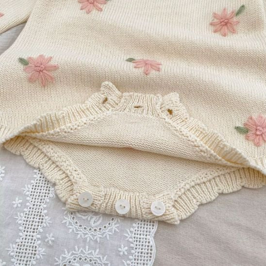 Barboteuse tricotée bébé fille tenue élégante mi-saison