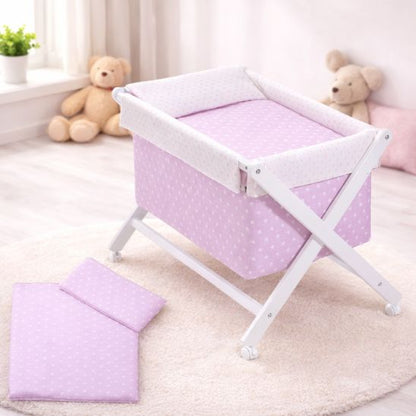 Structure en X du berceau bebe en hêtre blanc stable et sécurisée