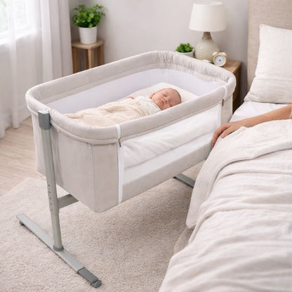 Berceau bébé pour cododo vue latérale avec parois respirantes