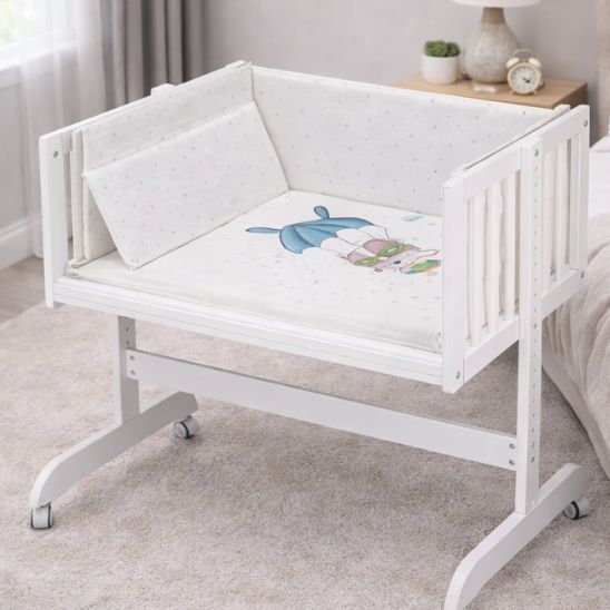Berceau en bois pour bébé literie incluse vue d’ensemble