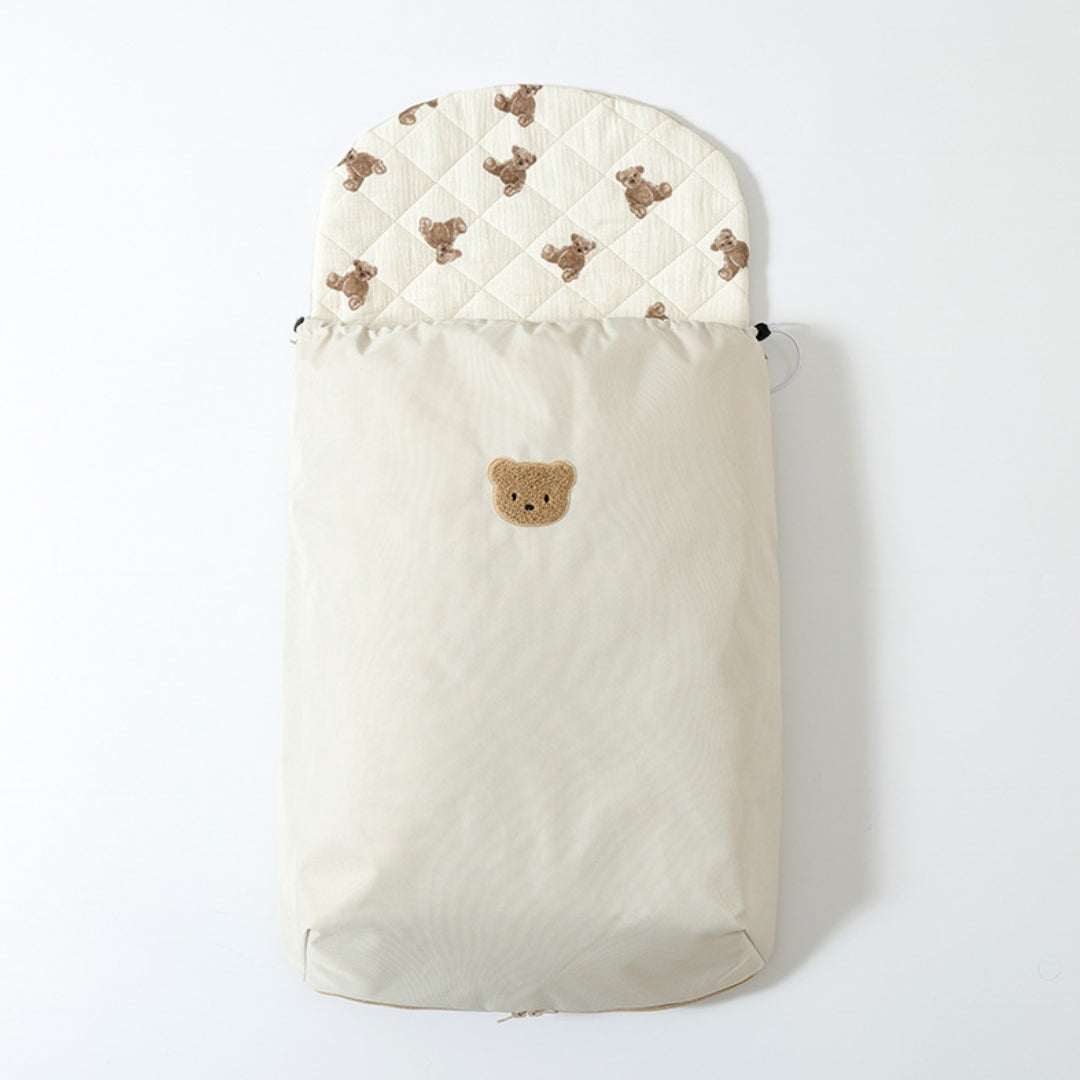 Chancelière hiver pour poussette crème, ourson bouclette
