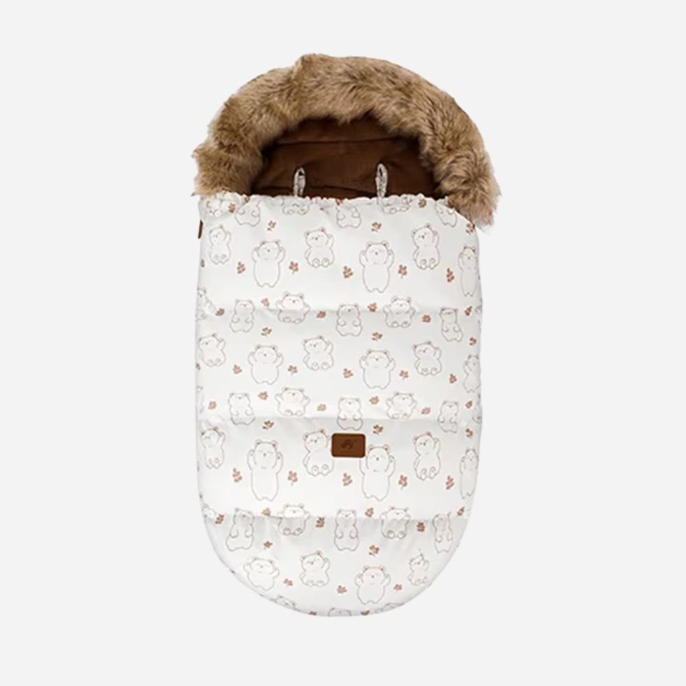 Chancelière poussette oursons pour sorties d’hiver avec bébé