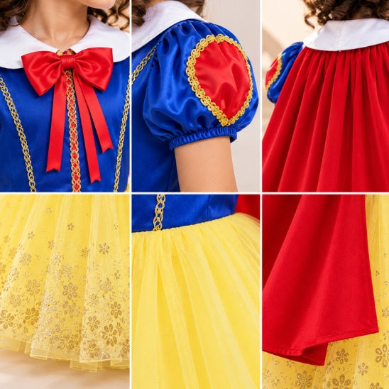 Détails du costume princesse fille avec corsage bleu et jupe pailletée