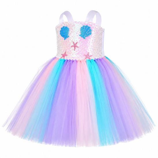 Robe du costume sirène fille seule, vue produit sur fond blanc