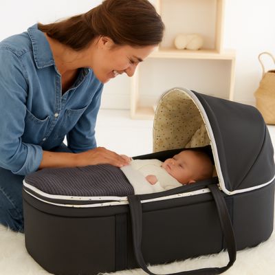 Couffin - Anthracite étoiles – Léger et pliable – Accessoire bébé doux | Spot Bébé