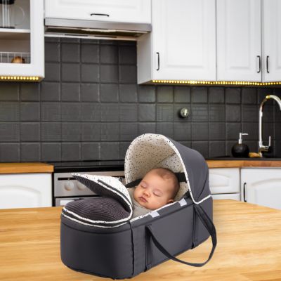 Couffin - Anthracite étoiles – Léger et pliable – Accessoire bébé doux | Spot Bébé