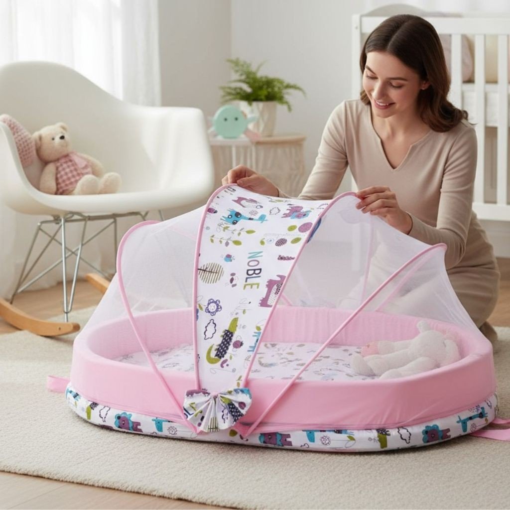 Couffin Animal Paradise, animaux stylisés multicolores (éléphants, hérissons, oiseaux)