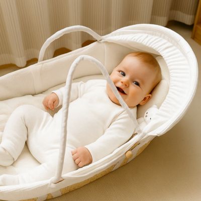 Couffin Bebe - en Osier Naturel – Literie Coton Incluse – Accessoire bébé doux | Spot Bébé