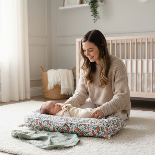Couffin bébé fille Jardin d’été, rose poudré, petites fleurs et feuilles bohèmes