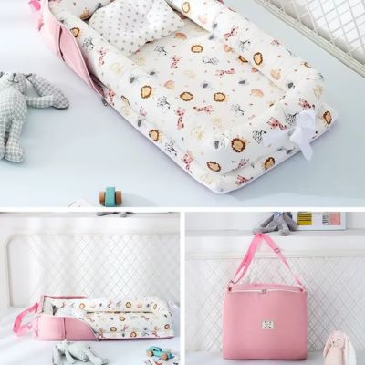 Couffin bébé rose Petit explorateur pour nouveau-né, léger et pliable avec rebords moelleux