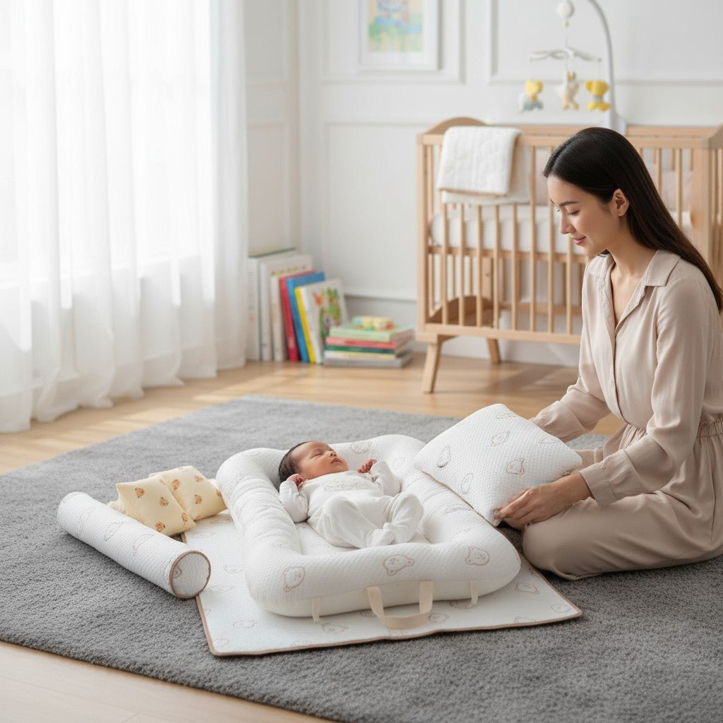 Lit bébé portable avec matelas, couffin de voyage pour parents en mouvement