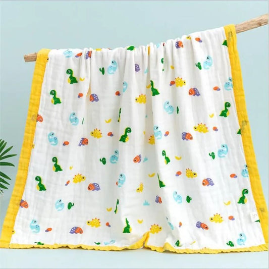 Couverture bébé – Gaze de coton été – Motif dinosaures joyeux (110 x 110 cm) - Spot Bébé