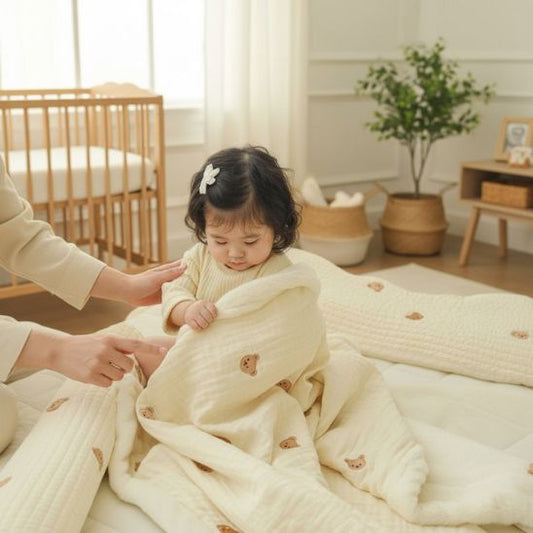 Couverture bebe creme douce et respirante pour chambre