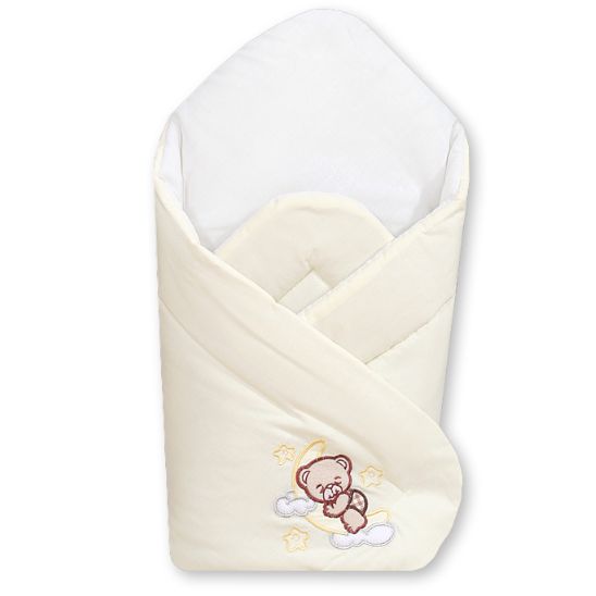 Couverture pour emmaillotage bébé collection Good Night crème pliée