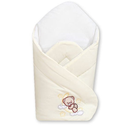 Couverture pour emmaillotage bébé collection Good Night crème pliée