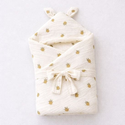 Couverture emmaillotage légère Lullaby motif citrons dorés ouverte – Spot Bébé
