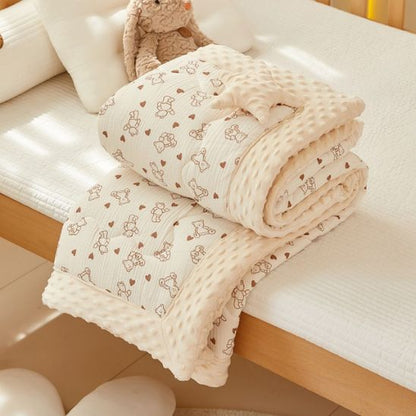 Couverture bébé en coton naturel et velours à pois – Spot Bébé