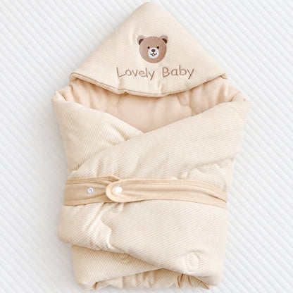 Couverture nid d'ange beige brodée ourson Lovely Baby