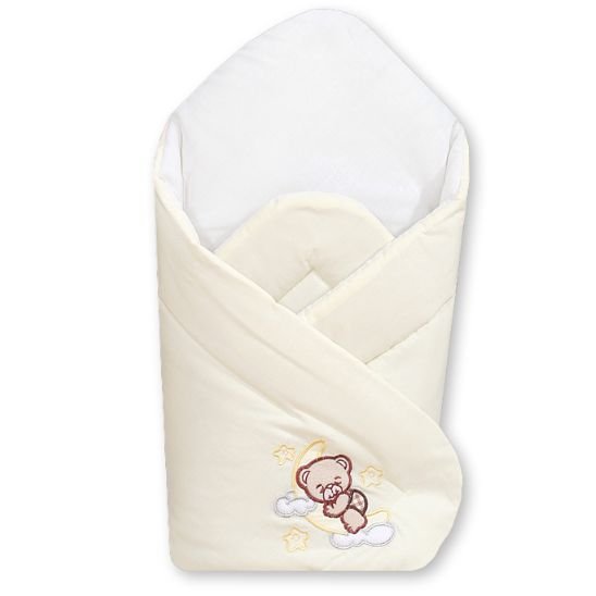 Couverture pour emmaillotage bébé collection Good Night crème pliée