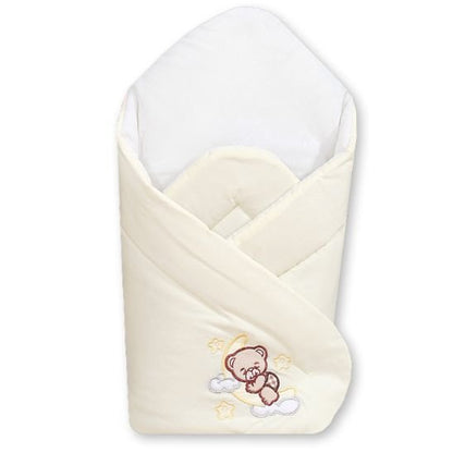 Couverture pour emmaillotage bébé collection Good Night crème pliée