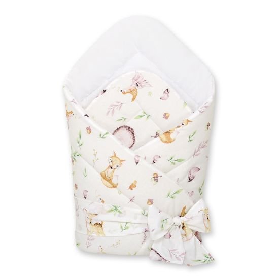 Couverture d'emmaillotage bébé motif Clairière Enchantée pliée