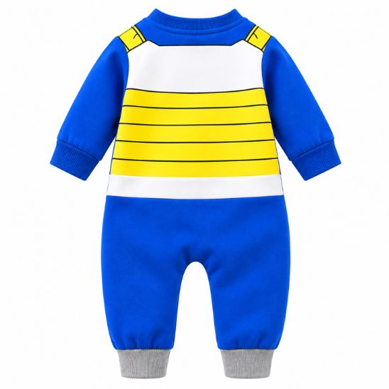 Barboteuse déguisement bébé bleu et jaune vue de dos