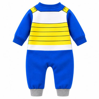 Barboteuse déguisement bébé bleu et jaune vue de dos