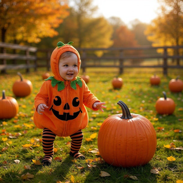 Déguisement Citrouille Halloween Pour Enfant - Tunique Orange Avec Sac à Bonbons, Tailles 3-4 Ans à 7-9 Ans, Fille Et Garçon - 6