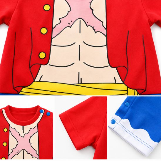 Détails du déguisement pirate bébé – motif imprimé, manches et finitions