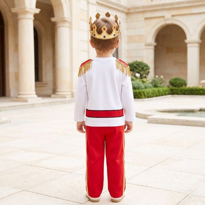 Costume de prince garçon blanc et rouge vu de dos