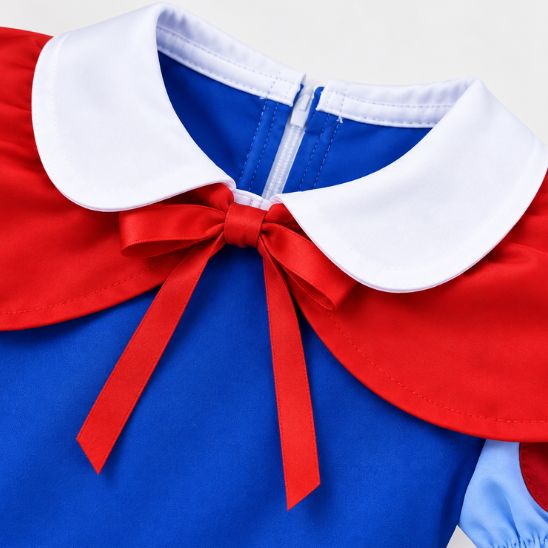 Déguisement princesse 2 ans détail du col blanc et nœud rouge