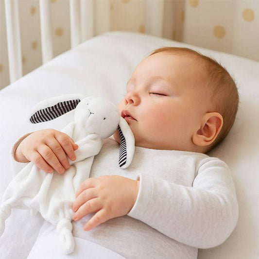 Compagnon rassurant pour bébé, doudou lapin câlin blanc