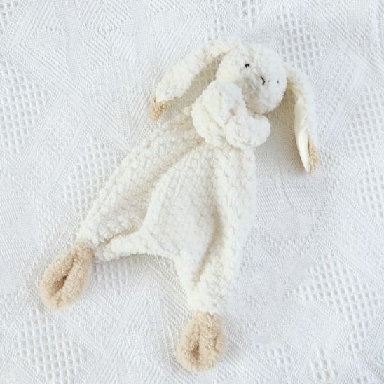 Doudou bébé lapin blanc lavable en machine