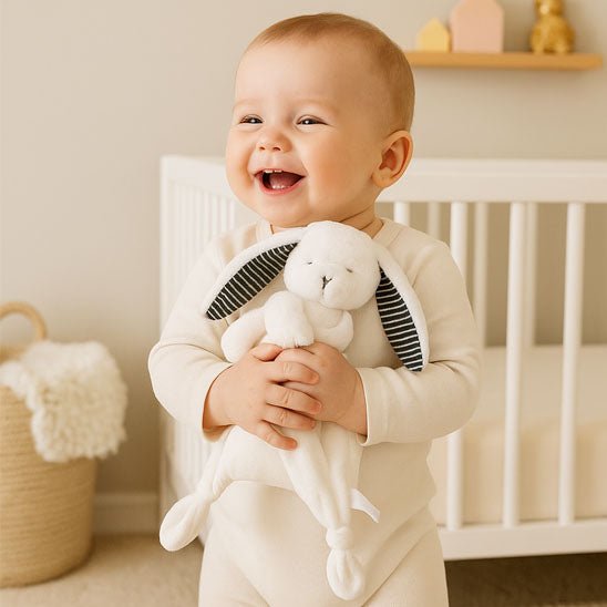 Idée cadeau naissance doudou bébé lapin câlin blanc