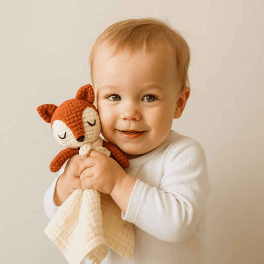 Doudou crème fait main, gaze de coton rose