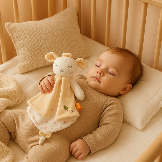 Gros plan sur la texture velours du doudou bébé