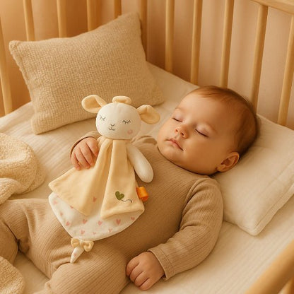 Gros plan sur la texture velours du doudou bébé