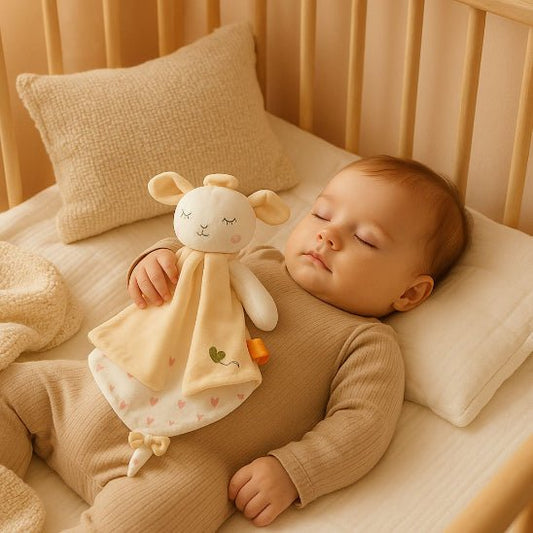 Gros plan sur la texture velours du doudou bébé