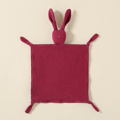 Doudou lange lapin bordeaux en gaze de coton