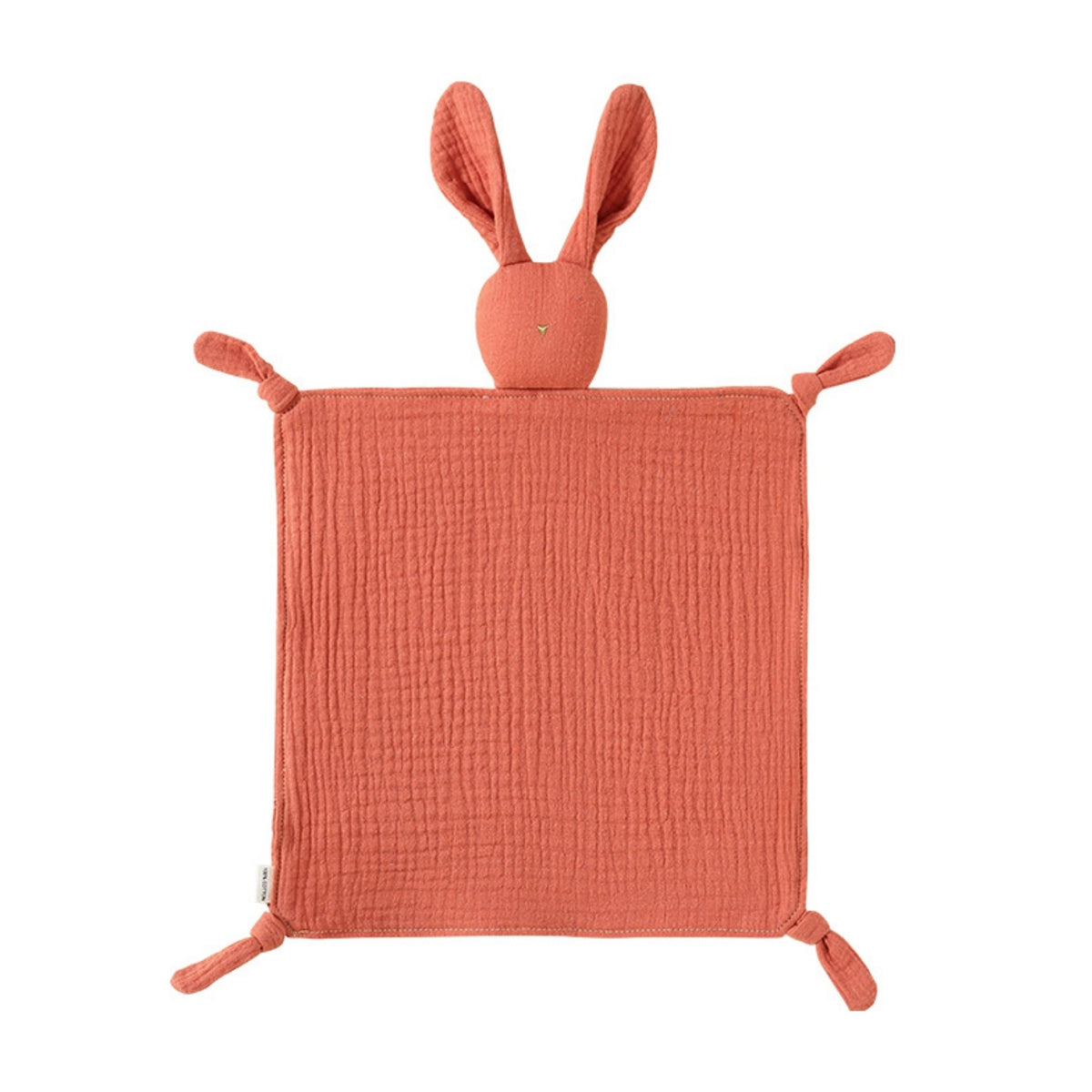 Doudou lange lapin terracotta en gaze de coton