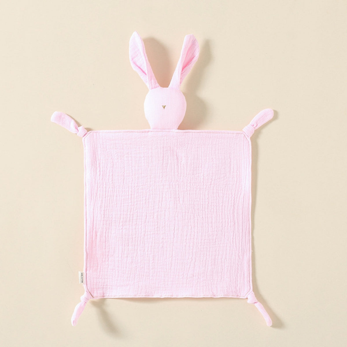 Doudou lange lapin rose poudré en gaze de coton